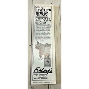 Fiebings Leather Sheen Spray Vintage Print Ad 1990s Saddle Care Milwaukee WI